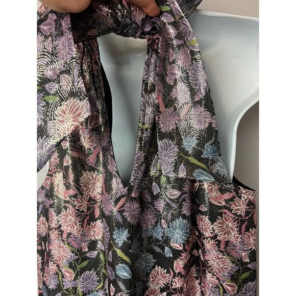 J. Crew Collection Tie-Neck Shimmering Floral Jacquard Top Sz. XS - Picture 5 of 7